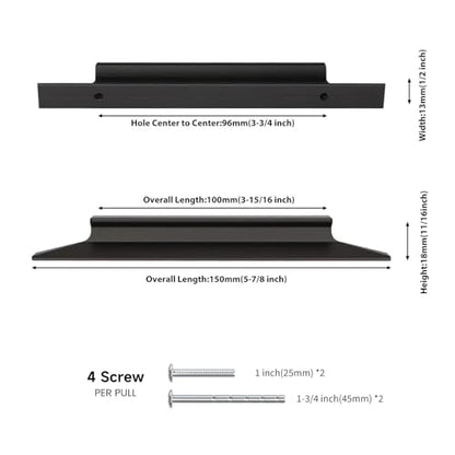 Peaha 25 Pack 3-3/4 Inch Hole Center Black Kitchen Cabinet Handles - color: Black-25pack, size: 3-3/4in Hole Centers