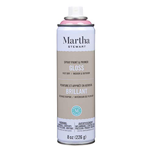 MARTHA STEWART Paint & Primer 8oz Spray Paint, Gloss Camellia Pink (42882) - color: Gloss Camellia Pink