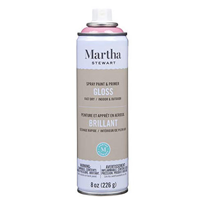 MARTHA STEWART Paint & Primer 8oz Spray Paint, Gloss Camellia Pink (42882) - color: Gloss Camellia Pink