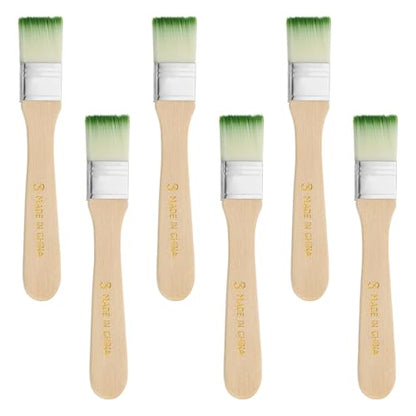 PATIKIL 6Pcs Wooden Paint Brush Set, 5.6" Nylon Bristle Flat Brushes #3 - color: Green/White, size: #3