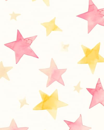 Fvlow Colorful Star Peel and Stick Wallpaper 17.4" x 118" - color: Pink/Gold, size: 17.4" x 118"