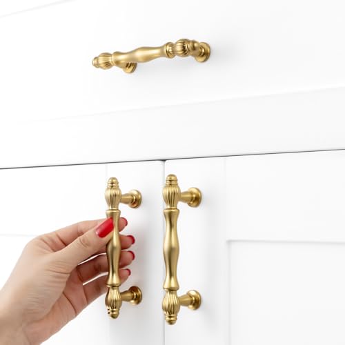 3 Inch Brushed Gold Cabinet Pulls Drawer Handles 10 Pack 2510 - color: Brushed Gold, size: 3 In Hole Distance