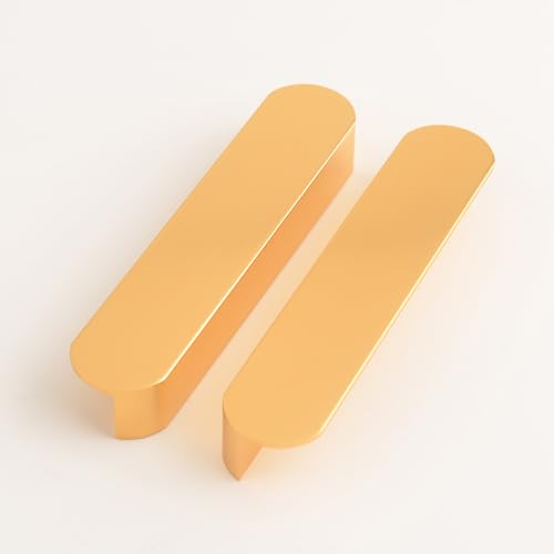 5 Pack Gold Kitchen Cabinet Door Handles Drawer Pulls 3.8 Inch(96mm) Hole Center Modern Furniture Hardware Closet Door Finger pulls - color: Gold-5 Pack, size: 3.8 Inch(96mm)