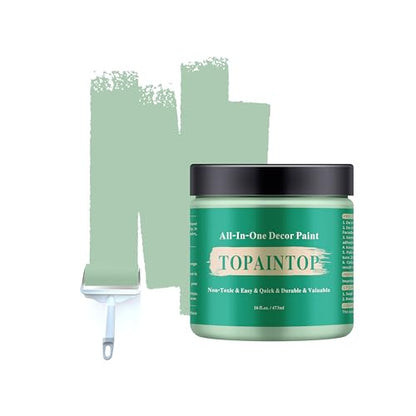 All-in-One Water-Based Wood Refinishing Paint - Low VOC, Fast-Drying, for Furniture, Cabinets & Doors - Easy Furniture Makeovers, with Paint Roller (Light Green, 16 Fl Oz) - color: (Cactus Light Green