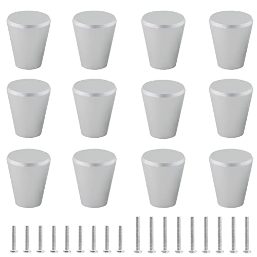 Uenhoy 12 Pack Cone Shaped Cabinet Knobs Aluminum Alloy Pulls Matte Silver - color: Matte Silver