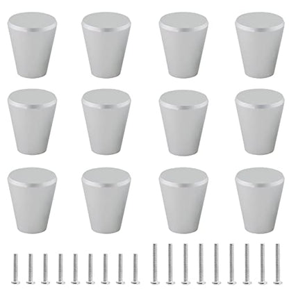 Uenhoy 12 Pack Cone Shaped Cabinet Knobs Aluminum Alloy Pulls Matte Silver - color: Matte Silver