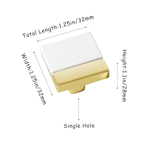 10 Pack White Gold Square Cabinet Knobs, Single Hole - color: White Gold, size: Square