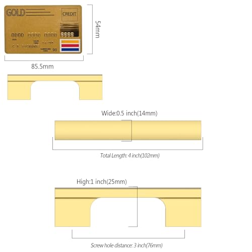 Amerdeco 10 Pack Brushed Gold Cabinet Pulls 3 Inch(76MM) Hole Centers Kitchen Cabinet Handles Hardware Kitchen Handles for Cabinets Cupboard Handles Drawer Pulls - color: Gold, size: 3"/76MM Hole Center, style: 10 Pack