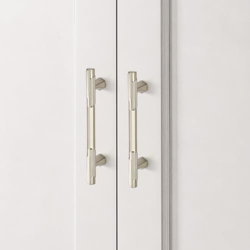 Ravinte Solid Brushed Nickel Cabinet Pulls,3-3/4 in Hole Handles,2 Pack - color: Brushed Nickel, size: 3-3/4 inches Hole Center