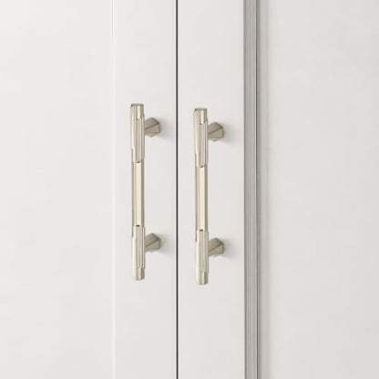 Ravinte Solid Brushed Nickel Cabinet Pulls,3-3/4 in Hole Handles,2 Pack - color: Brushed Nickel, size: 3-3/4 inches Hole Center
