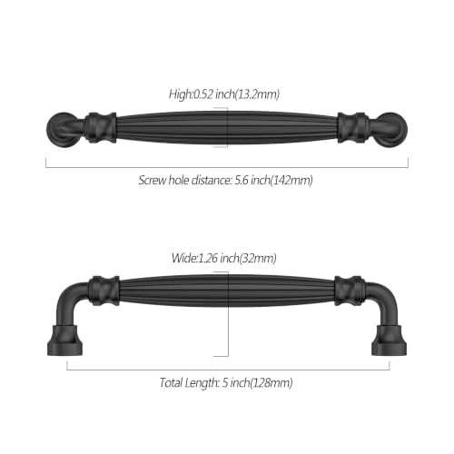 10 Pack 5 Inch Matte Black Cabinet Pulls, Kitchen Hardware - color: Matte Black, size: 5" Hole Center