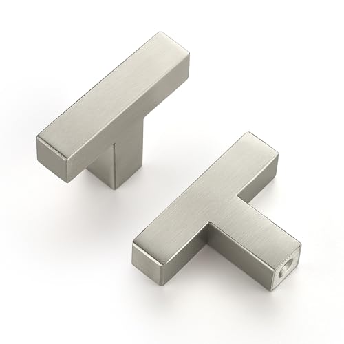 10 Pack Brushed Nickel Cabinet Knobs 2 Inch Silver Square Drawer Knobs - color: Brushed Nickel&square