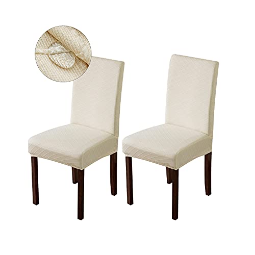 Genina Waterproof Chair Covers for Dining Room Dining Chair Covers Kitchen Parsons Chair Covers (Beige, 2 PCS) - color: Beige, size: 2 PCS