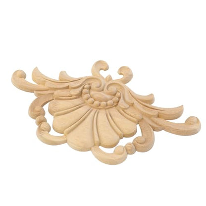 Antrader Wood Appliques,4Pcs Unpainted Wooden DIY Carved Onlays, Style 7 - style: Style 7