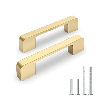 Brushed Gold Cabinet Pulls 4 Inch Gold Cabinet Handles 10 Pack - color: Brushed Gold, size: 4 Inch (102 mm) Hole Centers