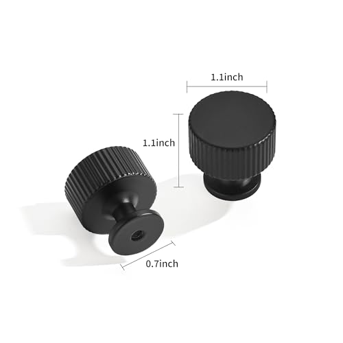 20-Pack 1-1/8 Inch Knob Matte Black Cabinet Pulls Solid Heavy Duty Cabinet Pull is Suitable for Drawers Dressers Handles Kitchens Bathroom cabinets - color: Matte Black, size: 1-1/8 Inch(28mm) Diameter