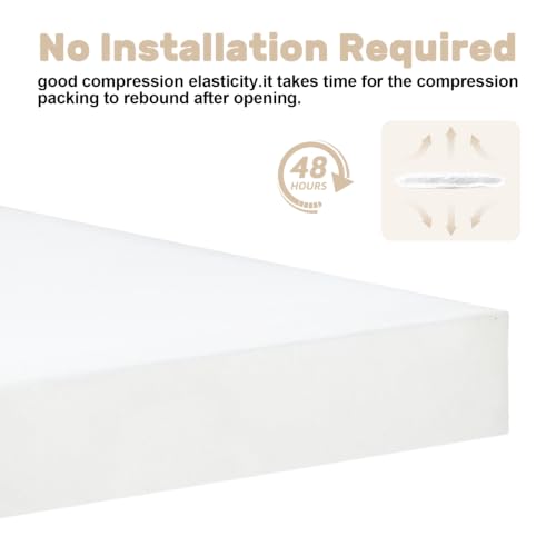 Couch Cushion Replacement 3"H, High Density Upholstery Foam Cushion Insert - color: White, size: 3"x24"x24"