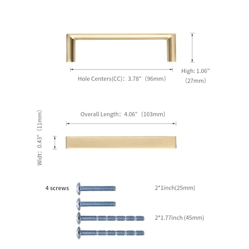 10 Pack 3.75 Inch(96mm) Kitchen Cabinet Handles Brushed Gold Cabinet Pulls Kitchen Cabinet Hardware Drawer Pulls for Dresser Cupboard Wardrobe - color: Brushed Gold, size: 3.75"/96MM Hole Center, style: 10 Pack