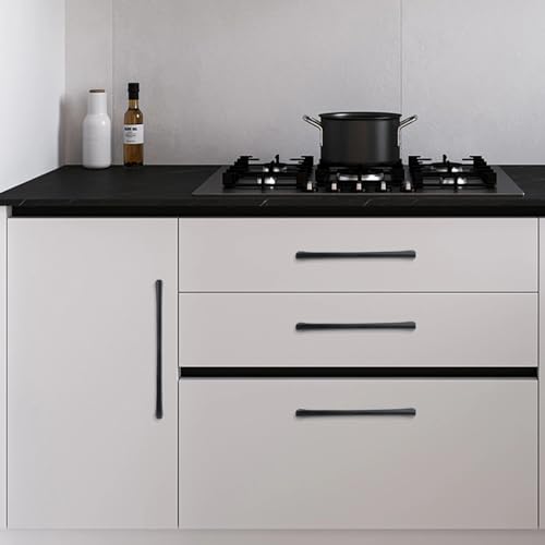 10 Pack 12-3/5 Inch(320mm) Kitchen Cabinet Handles Matte Black Cabinet Pulls Zinc Alloy Drawer Pulls Solid Kitchen Hardware - color: Matte Black, size: 12-3/5'' Hole Center(320mm)