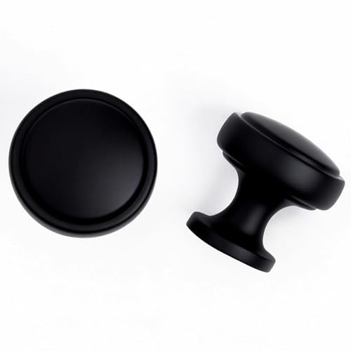 Soft-Touch Black Solid Zinc Alloy Cabinet Knob 4 Pack Round Knurled Cabinet Handle Hardware Drawer Pulls (4, Soft-Touch Black) - color: Soft-Touch Black