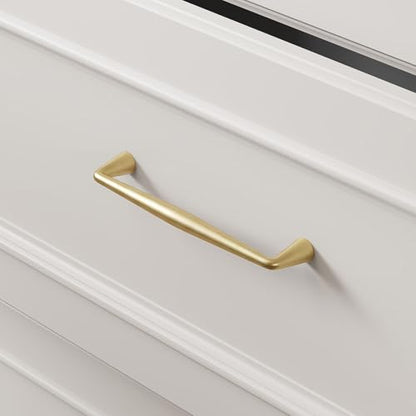 homdiy 10 Pack 5in Gold Cabinet Pulls for Kitchen Cabinet Handles - color: Brushed Brass, size: 5-1/16in(128mm) hole centers