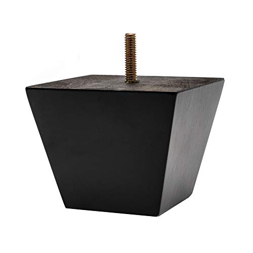 3 in. x 3-7/8 in. Unfinished Solid Hardwood Square Bun Foot | 4 Pack with 4 Free Insert Nuts and Drill Bit - color: Espresso