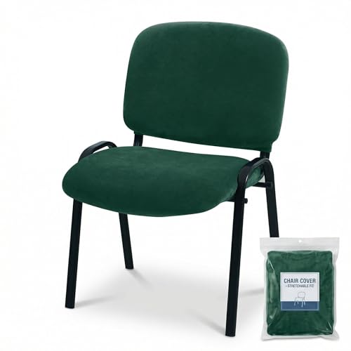 Deisy Dee Stretch Velvet Slipcover for Stacking Chairs - Universal Fit for Office, Conference, Waiting Room & Guest Chairs (Back & Seat Covers) (Kelly) - color: Kelly