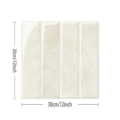 Alwayspon 10 Sheets 12inch/30.5cm 3D Vinyl Backsplash Tiles, Self-Adhesive Peel and Stick Wall Tile Stickers Stick on Subway Tiles for Kitchen Bathroom Wall, Cream Beige - color: Cream Beige