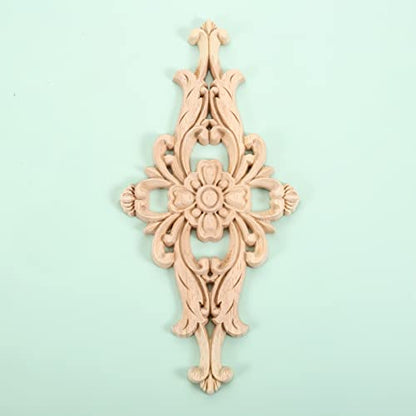 1Pc Wood Carved Appliques Central Wooden Carving Onlays Furniture Decals - size: 1-Pack, 8 x 4 inches