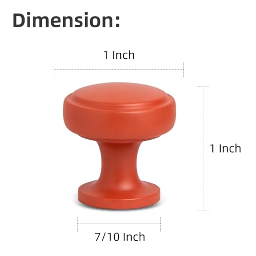 Soft-Touch Orange Solid Zinc Alloy Cabinet Knob 4 Pack Round Knurled Cabinet Handle Hardware Drawer Pulls (4, Soft-Touch Orange) - color: Soft-Touch Orange