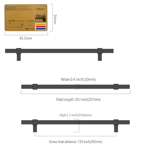 Amerdeco 10 Pack 7.5 Inch 192mm Matte Black Cabinet Pulls Zinc Alloy Heavy Duty Modern Kitchen Cabinet Handles Drawer Pulls Hardware for Cabinets Cupboard Dresser Wardrobe ZH0087 - color: Matte Black, size: 7.5"/192mm Hole Center