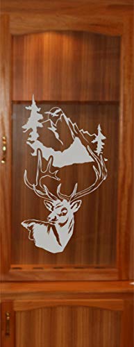 Deer Buck Mountains DIY Etched Glass Vinyl Gun Cabinet Window Front Door GC06B