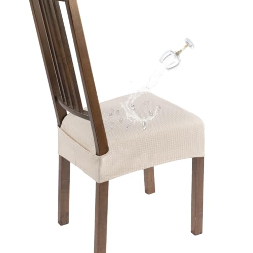 SearchI Waterproof Dining Chair Seat Covers Set of 4, Beige Jacquard - color: Waterproof Beige Jacquard