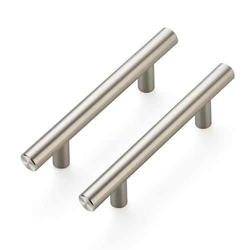 Brushed Nickel Cabinet Handles Drawer Pulls 3 Inch CC 25 Pack - color: Brushed Nickel T-Shaped, size: 3" Hole Center