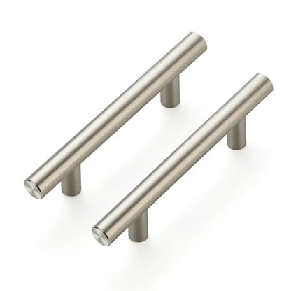 Brushed Nickel Cabinet Handles Drawer Pulls 3 Inch CC 25 Pack - color: Brushed Nickel T-Shaped, size: 3" Hole Center