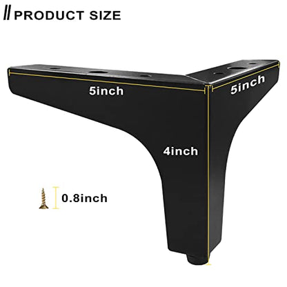 AODIOU Furniture Legs Metal Feet: Cabinet Legs 4 Inch Triangle Feet Replacement Dresser Legs Set of 4 - color: Black, size: 4'' / 10cm(4PCS)