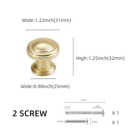10 Pack Brushed Brass Kitchen Cabinet Knobs - Gold Drawer Handles - color: Brushed Brass, size: Knob