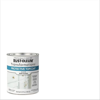 Rust-Oleum Transformations Protective Topcoat | Scratch & Stain Resistant Finish | Crystal Clear & Odorless | Ideal for Cabinets & Trim | Semi-Gloss | Quart