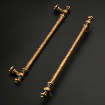 Amerdeco 10 Pack Antique Brass Cabinet Pulls 9" - color: Antique Brass, size: 9" hole center
