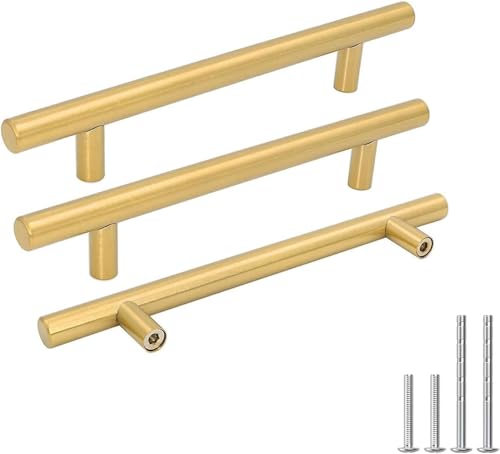 Goldenwarm 20 Pack 7-9/16" Gold Cabinet Handles Brushed Gold Cabinet Pulls - color: Gold, size: 7-9/16 Inch Hole Centers
