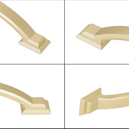 10 Pack 3-3/4 Inch Cabinet Pulls Brushed Gold Kitchen Cabinet Handles Zinc Alloy Drawer Pulls Solid Cabinet Hardware - color: Brushed Gold, size: 3-3/4'' Hole Center(96mm)