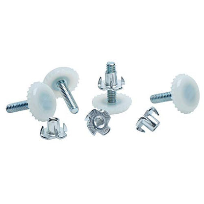 Desunia Medium Duty Nylon Table & Furniture Levelers - 1/4" Threaded Shank w/T-Nuts - 400 Lb. Capacity - Adjusts from 0" to 9/16" - White - 4 Pack - color: White, size: 4