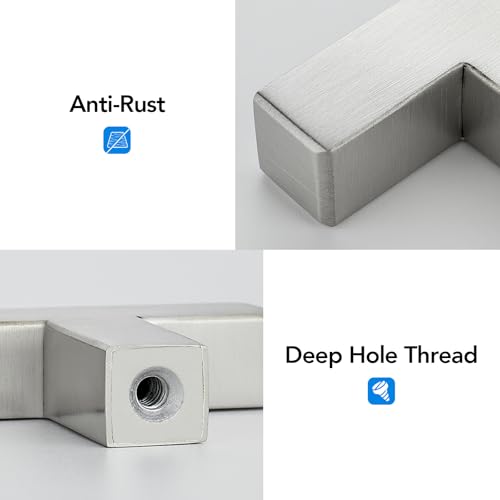 10 Pack Brushed Nickel Cabinet Knobs 2 Inch Silver Square Drawer Knobs - color: Brushed Nickel&square