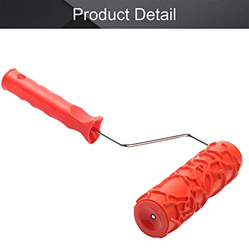 Utoolmart 7" Home Wall Rubber Paint Roller 175mm Wooden Grain Painting Roller with Plastic Handle 1Pcs - size: EG046T