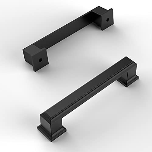 Amerdeco 6 Pack Matte Black Cabinet pulls 3-3/4" - color: Matte Black, size: 3.75" hole center, style: 6 Pack