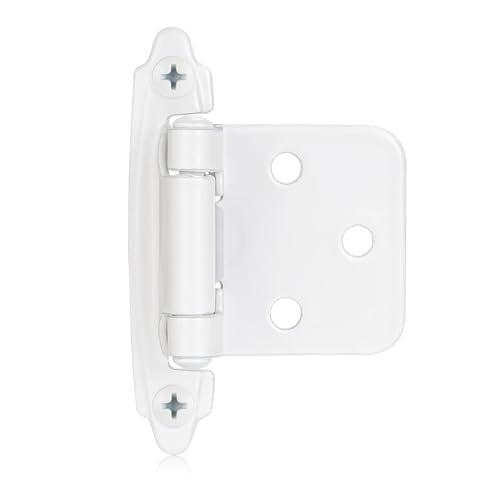 White Cabinet Hinges, 1/2” Overlay, 4 Pack - color: White, size: 1/2 Inch Overlay