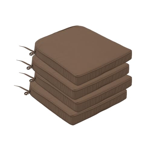 Goodgoods 19.5x19.5 Outdoor Chair Cushions Set of 4, 35D Foam, Brown - color: Brown, size: 19.5"x19.5" 4pcs