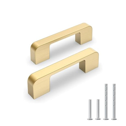 Brushed Gold Cabinet Pulls 3 Inch Gold Cabinet Handles 10 Pack - color: Brushed Gold, size: 3 Inch (76 mm) Hole Centers