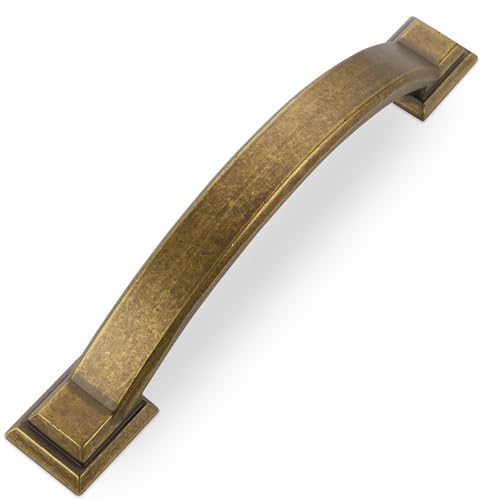 10 Pack 3-3/4 Inch Cabinet Pulls Antique Brass Kitchen Cabinet Handles Zinc Alloy Drawer Pulls Solid Cabinet Hardware - color: Antique Brass, size: 3-3/4'' Hole Center(96mm)
