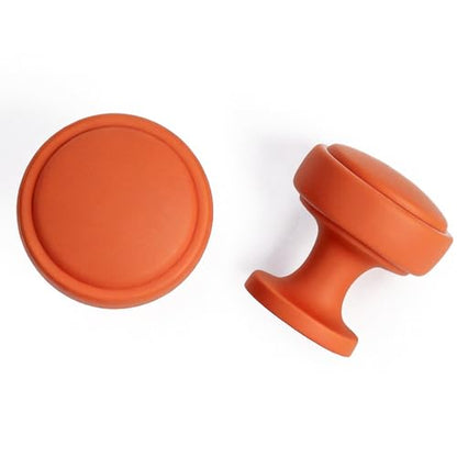 Soft-Touch Orange Solid Zinc Alloy Cabinet Knob 4 Pack Round Knurled Cabinet Handle Hardware Drawer Pulls (4, Soft-Touch Orange) - color: Soft-Touch Orange